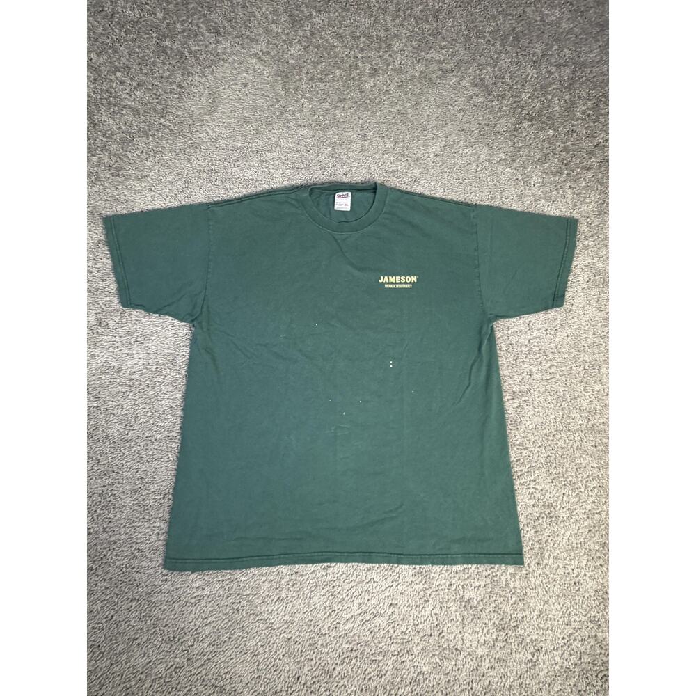 Vintage Jameson Irish Whiskey Shirt Mens XL Green Crew Neck Anvil Cotton 90s